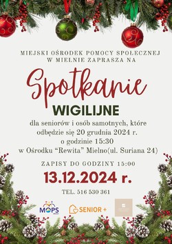 Spotkanie Wigilijne dla seniorów i osób samotnych