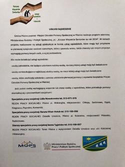 Usługi sąsiedzkie dla potrzebujących mieszkańców gminy Mielno